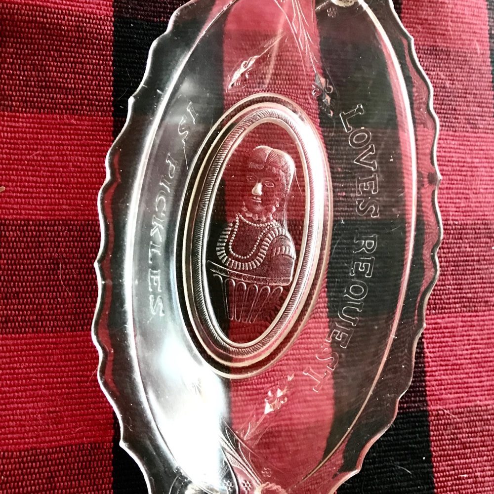 Vintage “Loves Request is Pickles .. Pickle dish